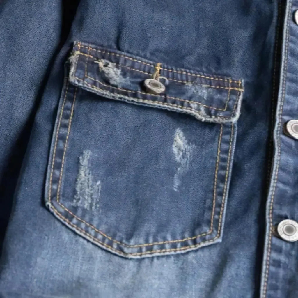 Distressed street jeans overall
 for men