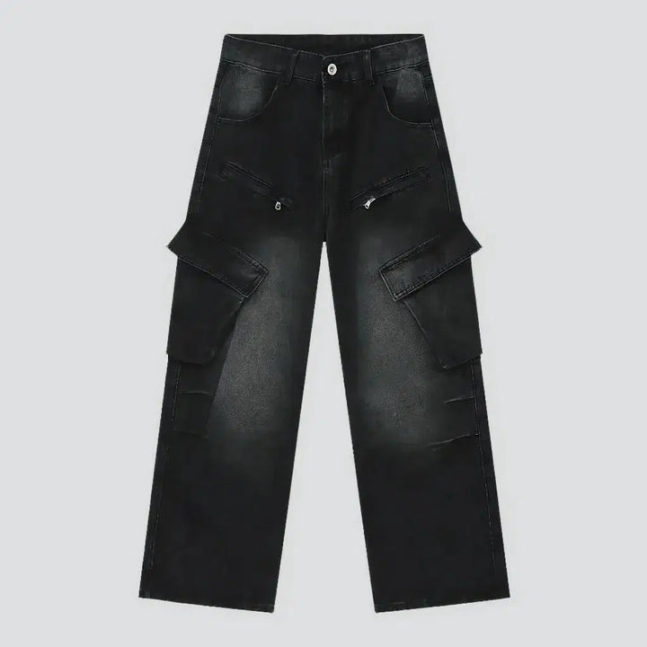 Floor-length men's baggy jeans