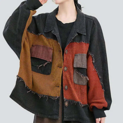 Chore distressed jean jacket
 for women