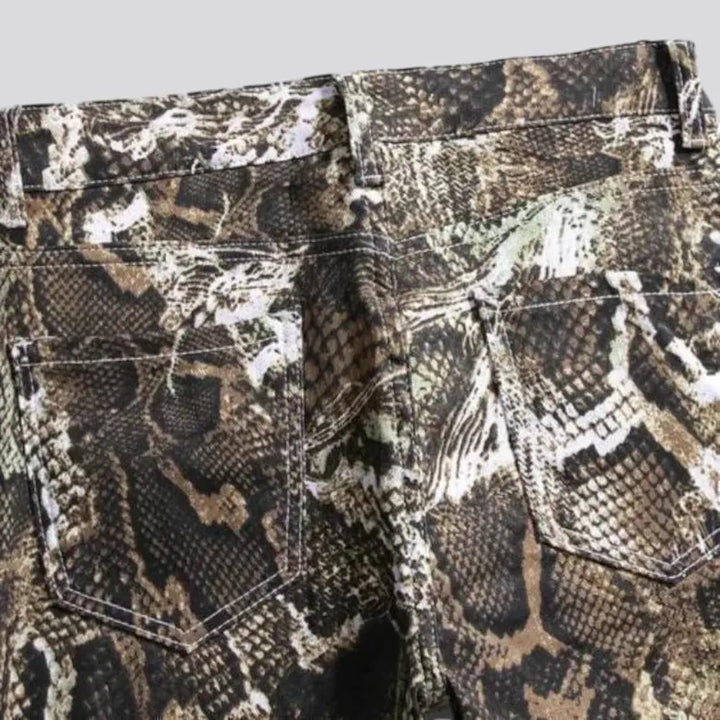 Men's snake-skin-print jeans
