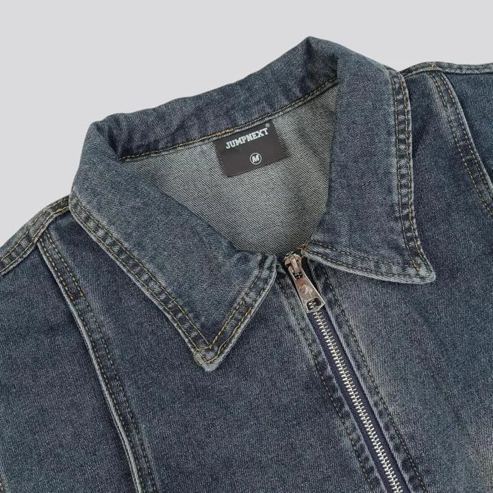 Vintage style gold snap men's denim jacket