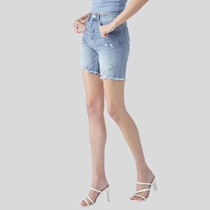 Distressed street jean shorts
 for ladies