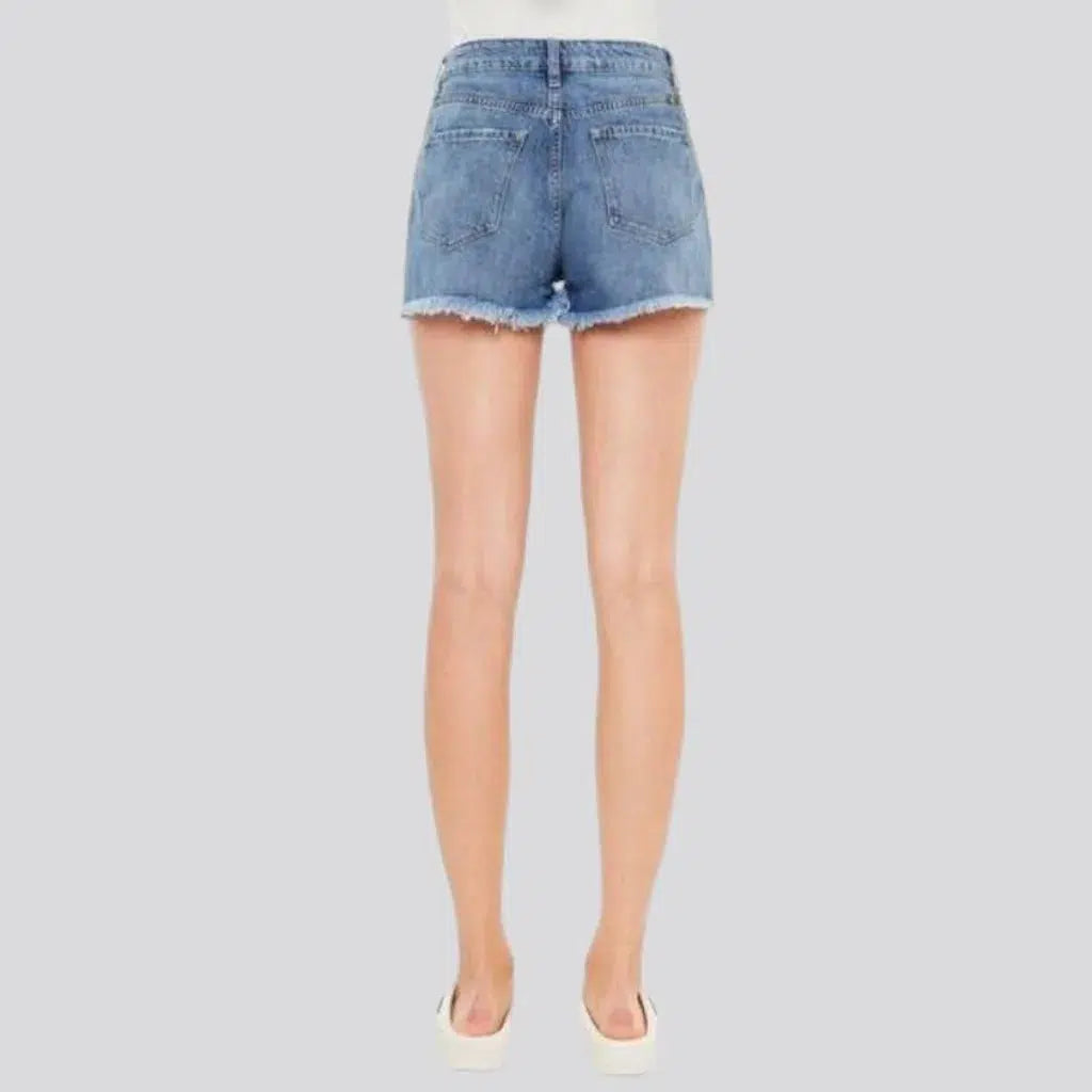 High-waist straight denim shorts
 for women