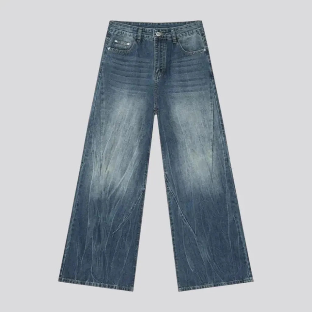 Stonewashed wide fit 90s men's jeans