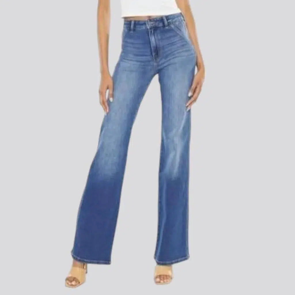 Sanded ultra-high-waist jeans
 for ladies