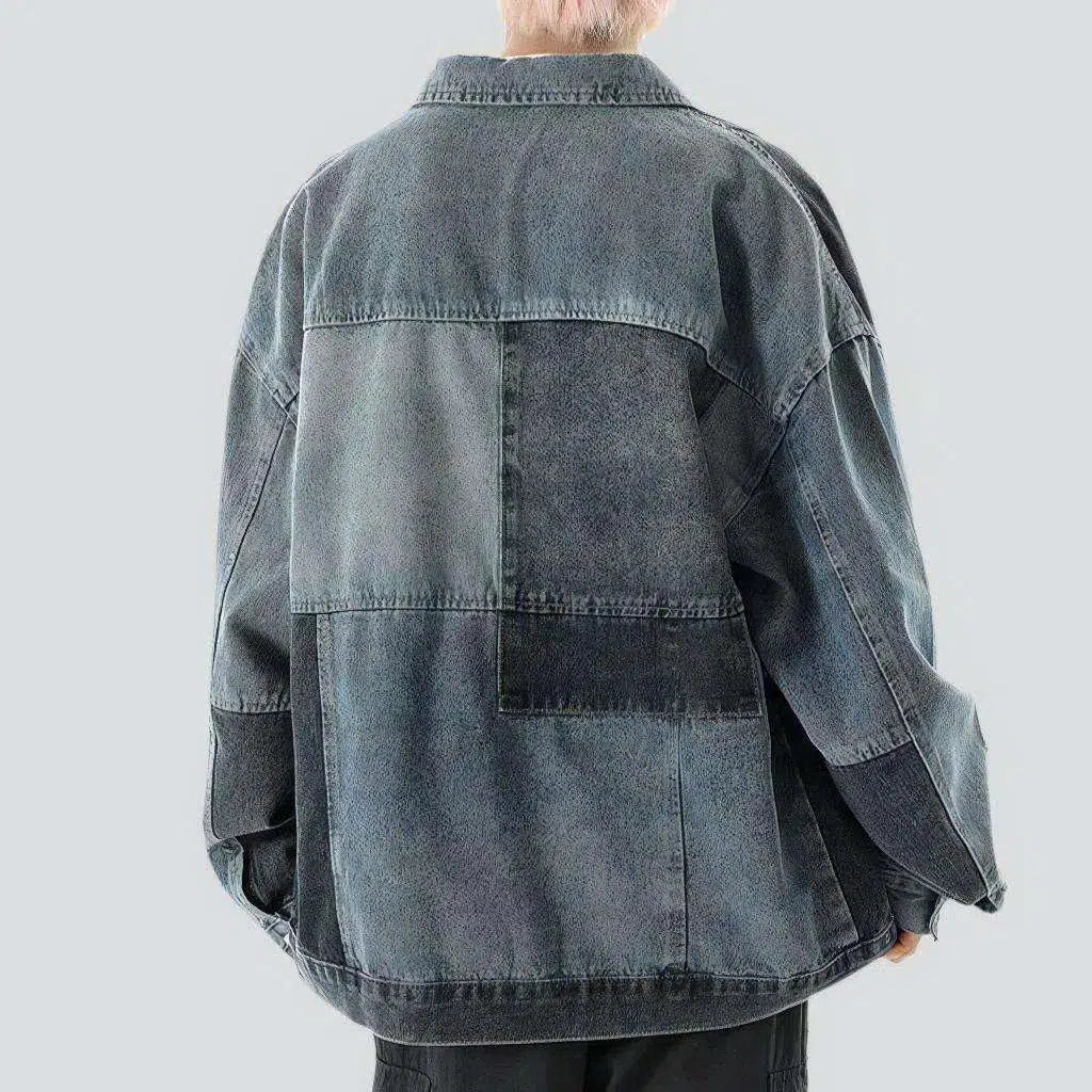 Patchwork men's denim jacket