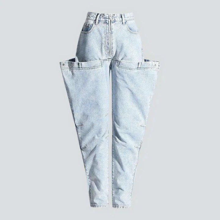 Straight light women's wash jeans