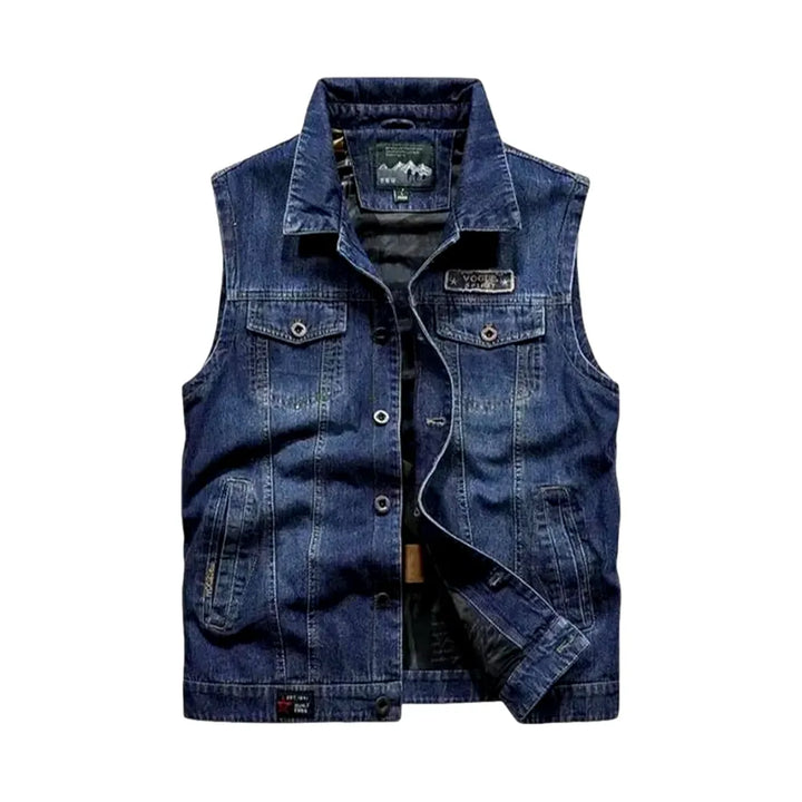 Vintage Casual Men's Denim Vest - Blue