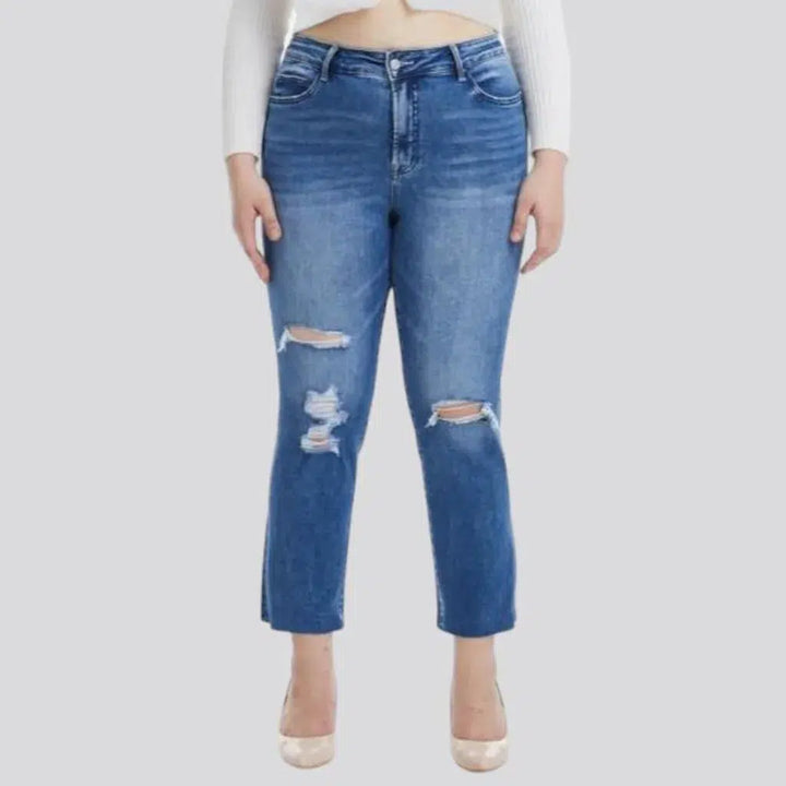 Sanded cropped jeans
 for women