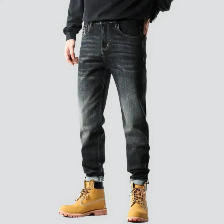 Black men's tapered jeans