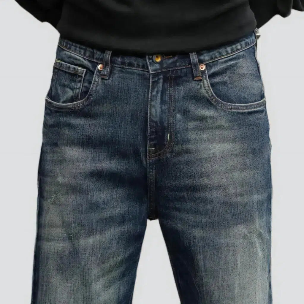 High-waist men's loose jeans