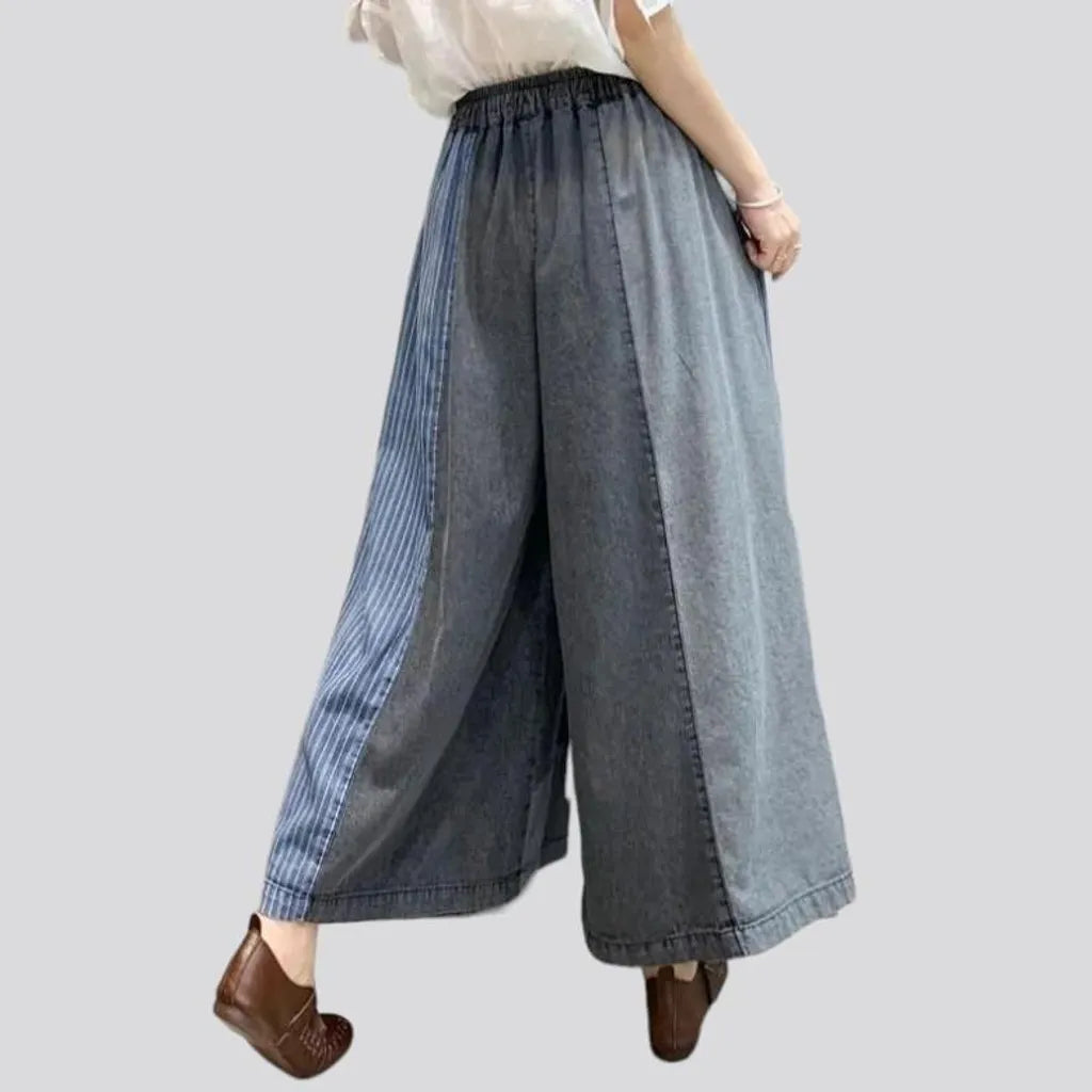 Culottes grey women's denim pants