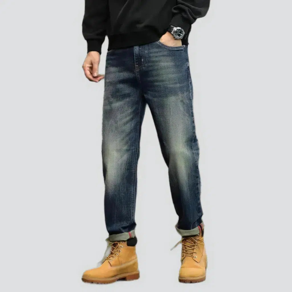 High-waist men's loose jeans