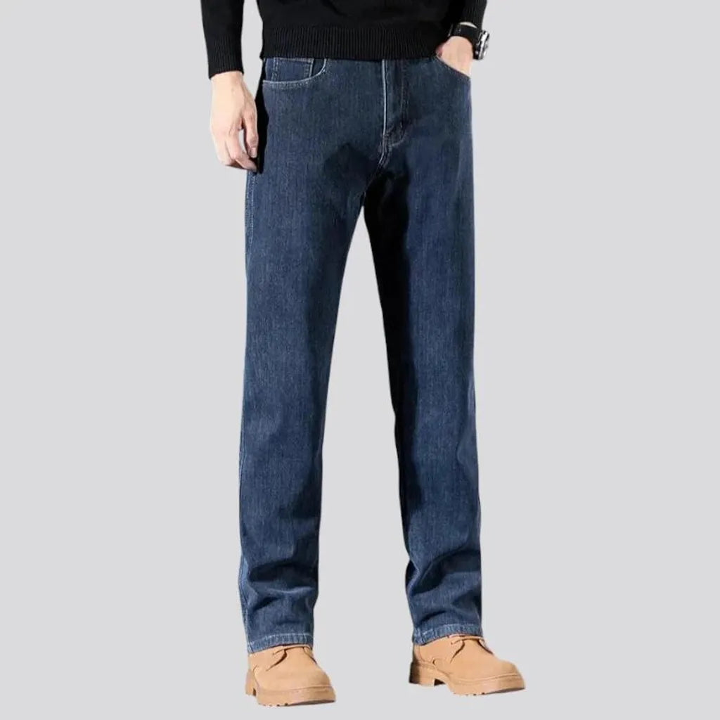 Stretchable casual dark men's jeans