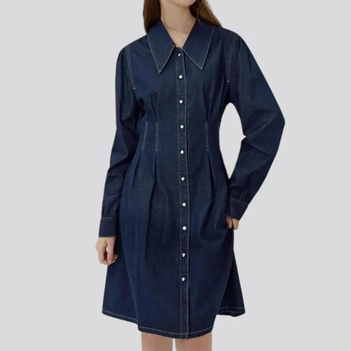 Classic dark a line denim dress