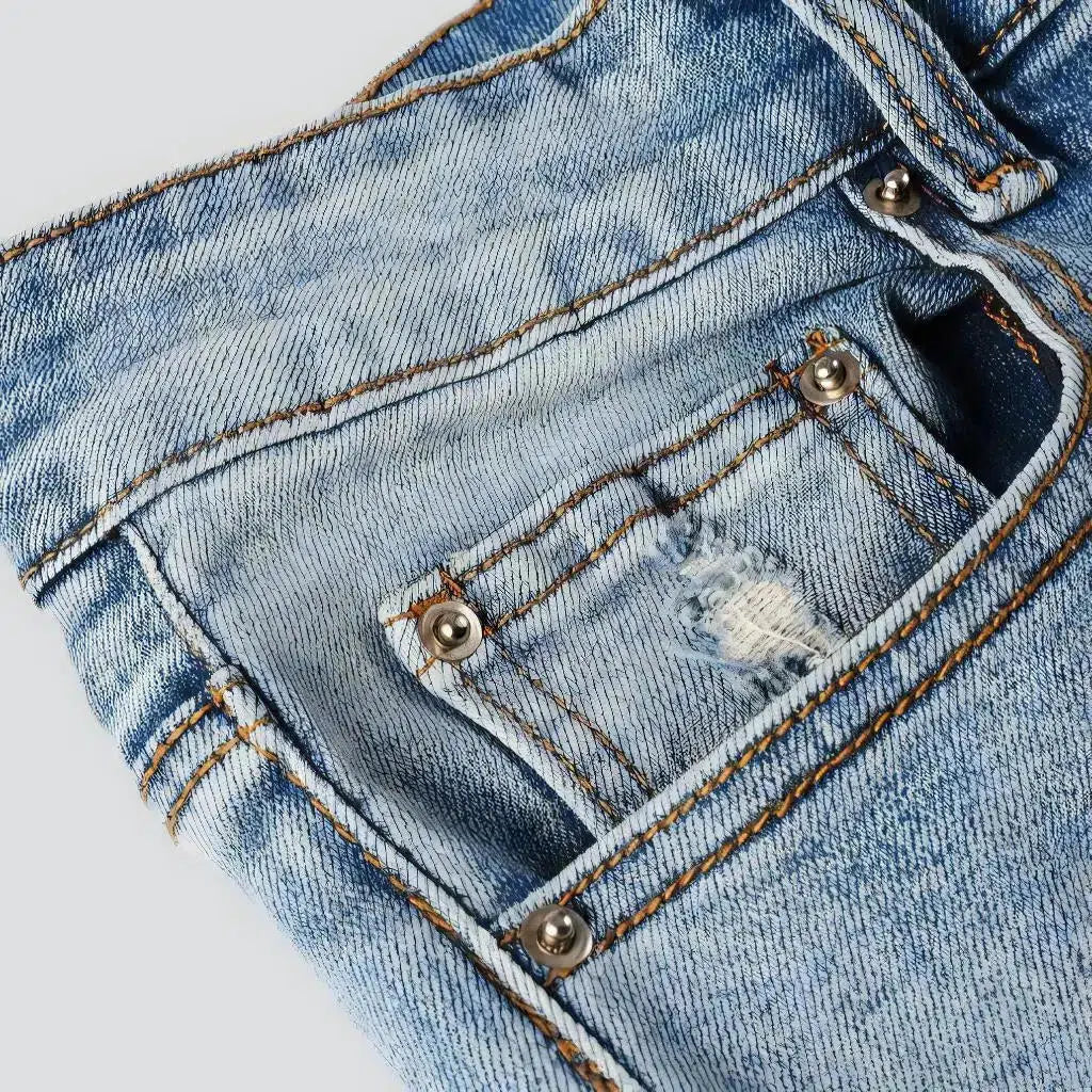 Men's blue-cristal-patch jeans