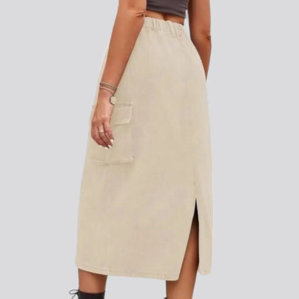 Long back-slit jean skirt
 for ladies