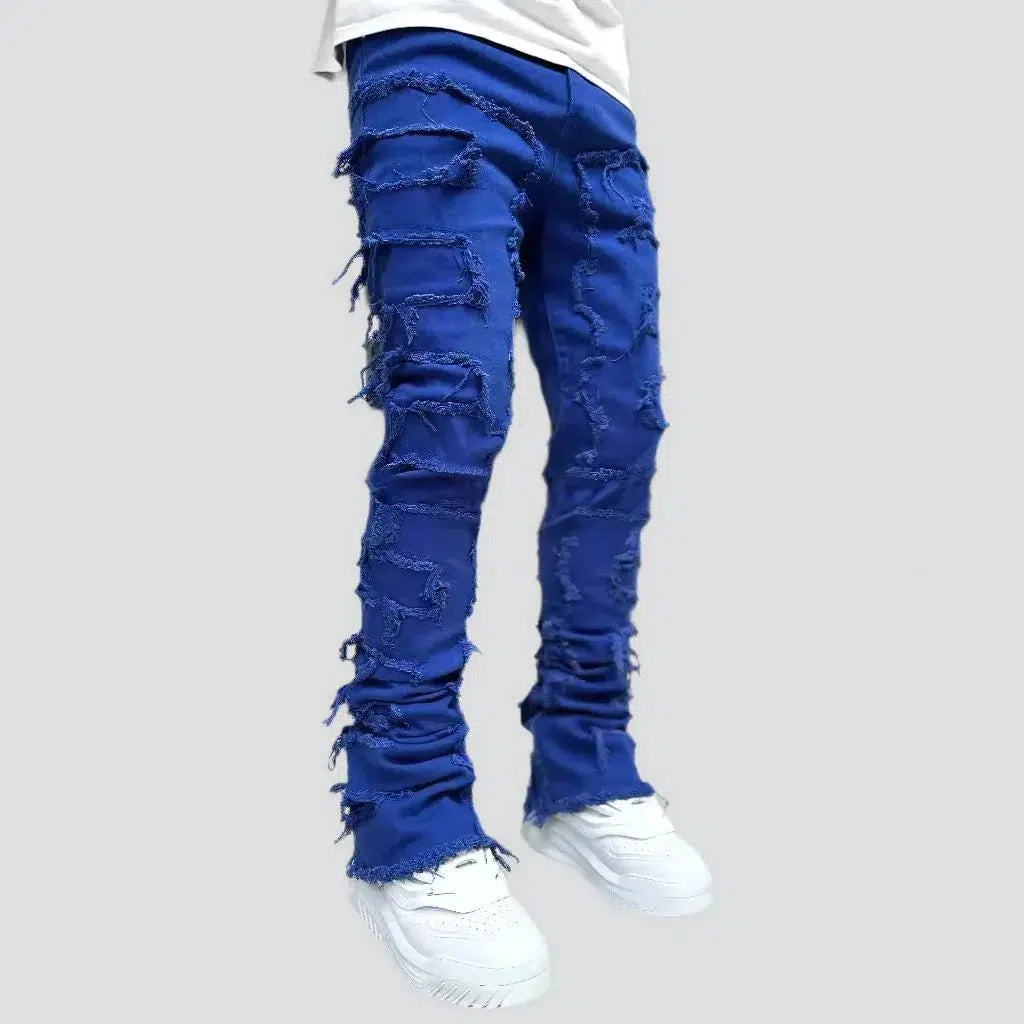 Floor-length street jeans
 for men