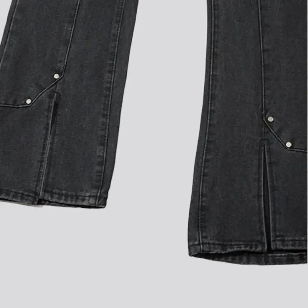 Bottom-slit women's baggy jeans
