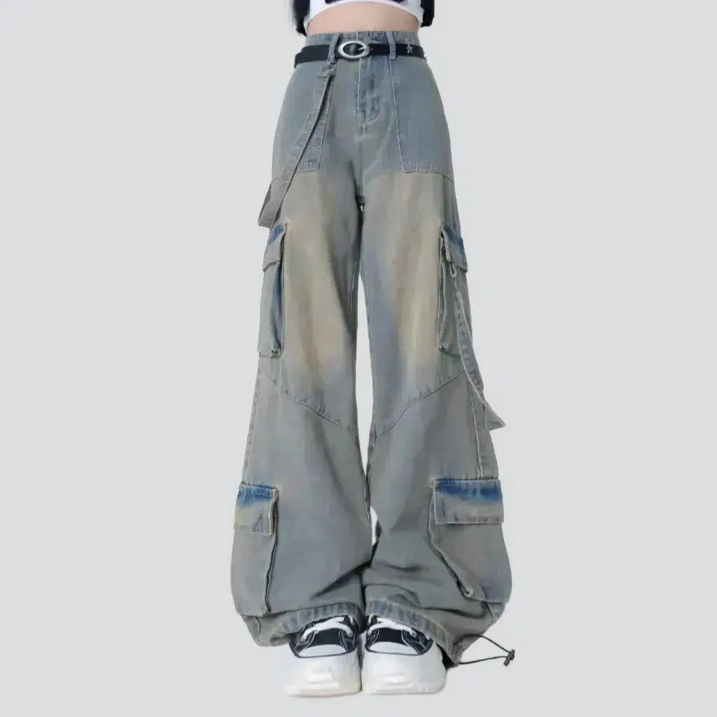 Vintage women's multi-cargo jeans