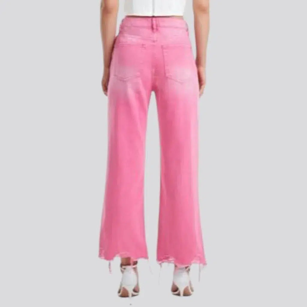 Pink women's grunge jeans