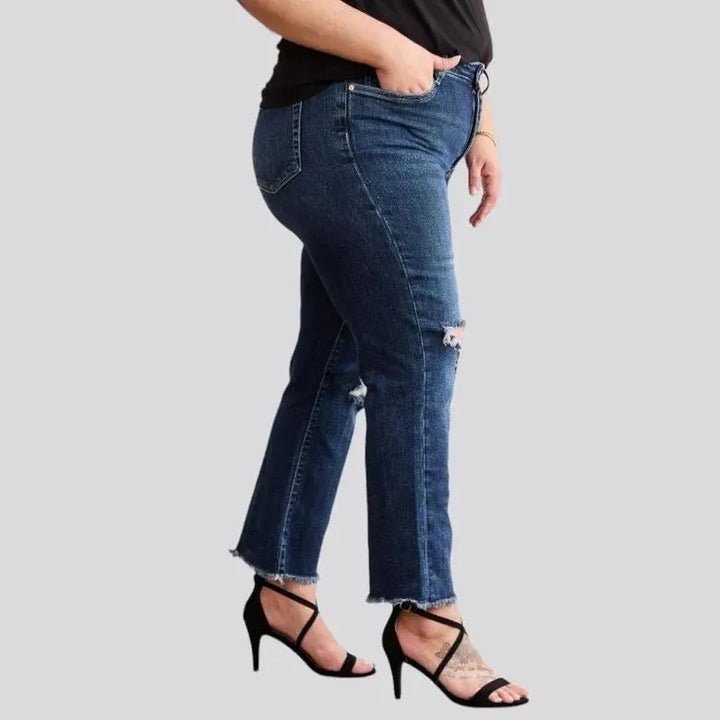 Dark-wash whiskered jeans
 for women