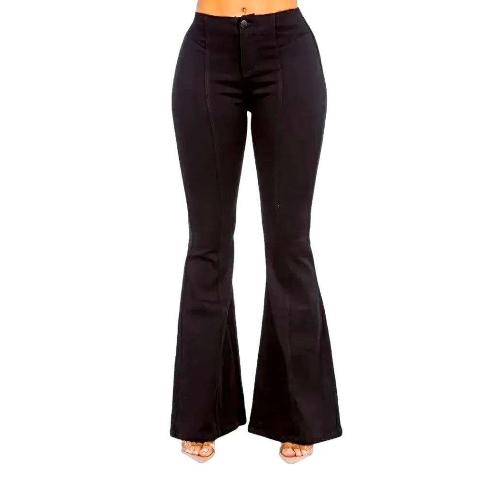 Monochrome Stretchable Boho Denim for Women - Black