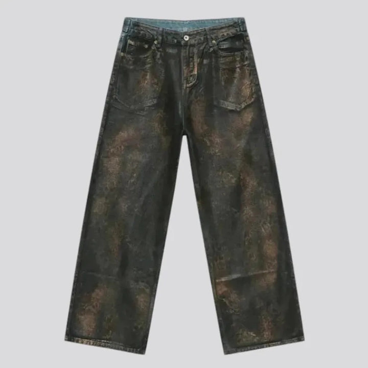 Over dyed mid rise fashion jeans for men