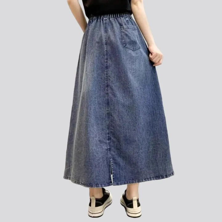 Embroidered boho women's denim skirt