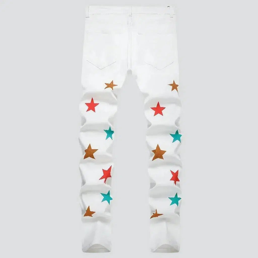 Multi-color stars men's print jeans