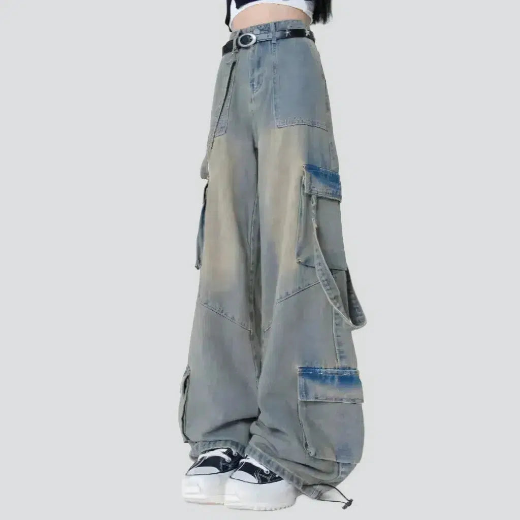 Vintage women's multi-cargo jeans