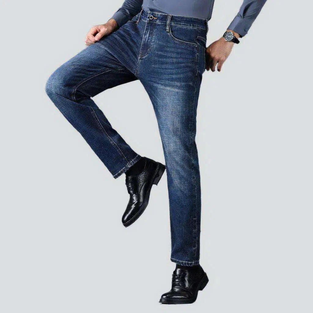 High-waist whiskered jeans
 for men