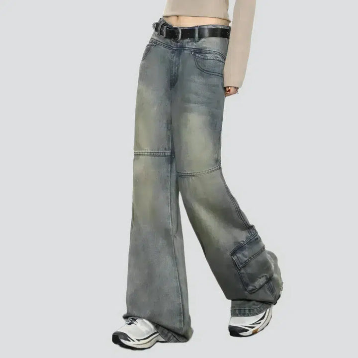 Flared women's floor-length jeans