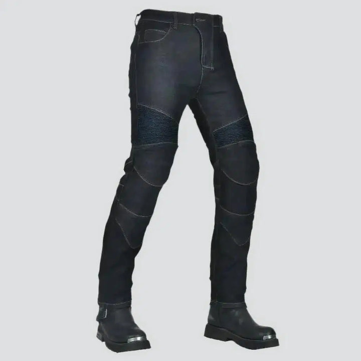 Slim knee-pads motorcycle jeans
 for men