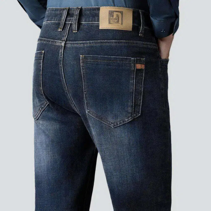 High-waist whiskered jeans
 for men