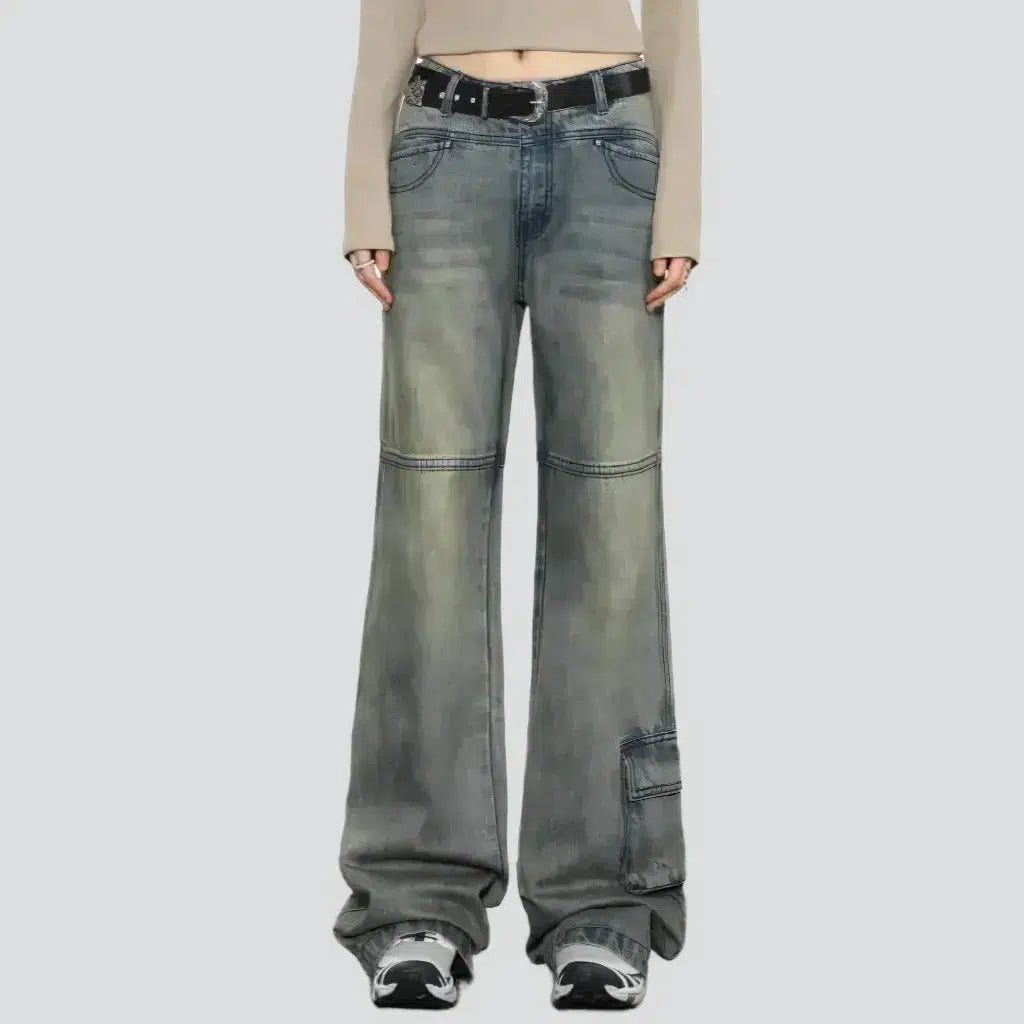 Flared women's floor-length jeans