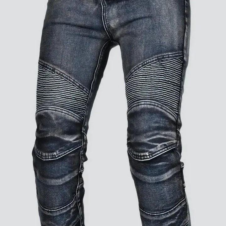 Mid-waist slim motorcycle jeans