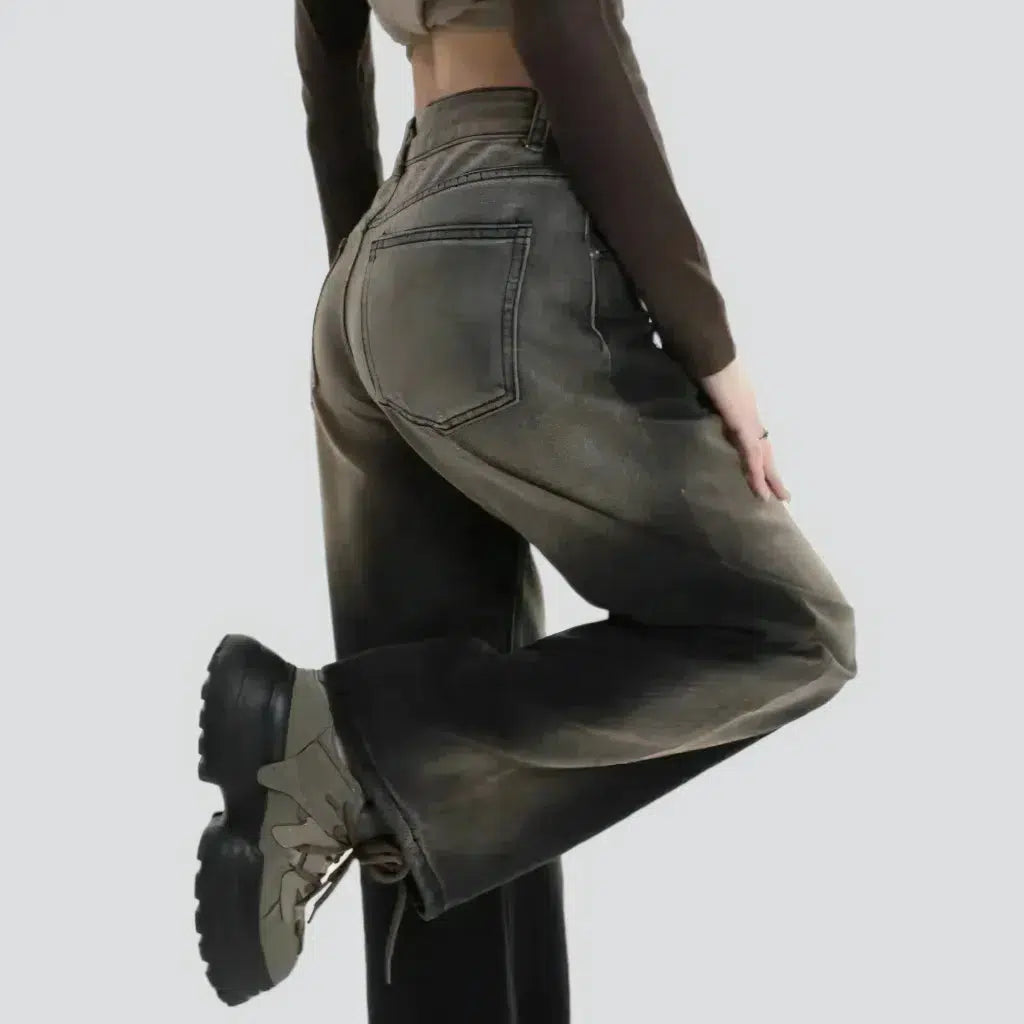 Black high-waist jeans
 for women
