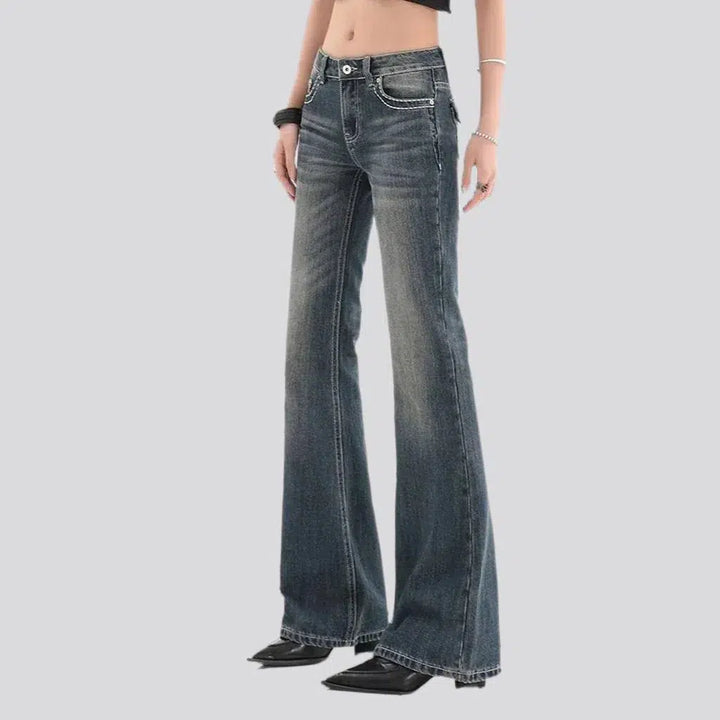 Sanded floor-length jeans
 for women