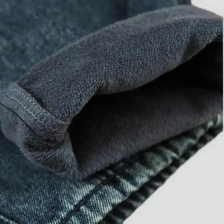 Sanded fleece jeans
 for men