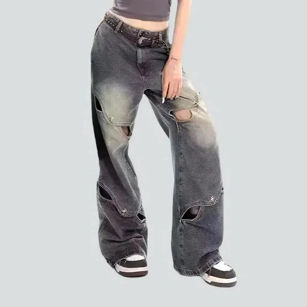 Grey women's fashion jeans