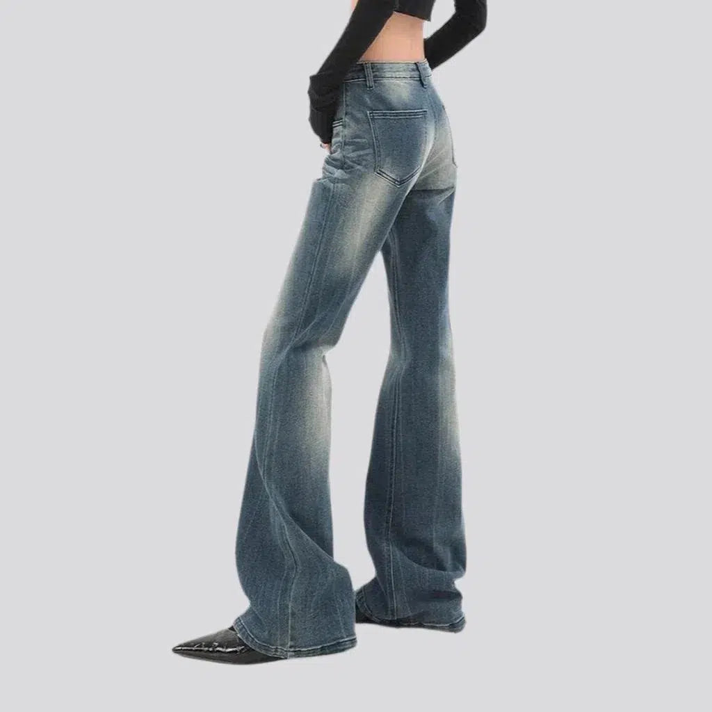 Medium wash women's sanded jeans