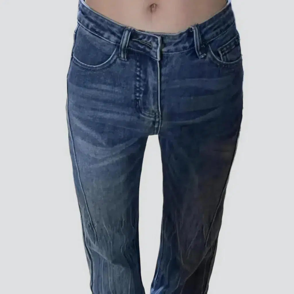 Wide-leg street jeans
 for ladies