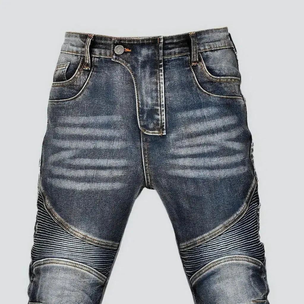 Vintage slim whiskered moto jeans