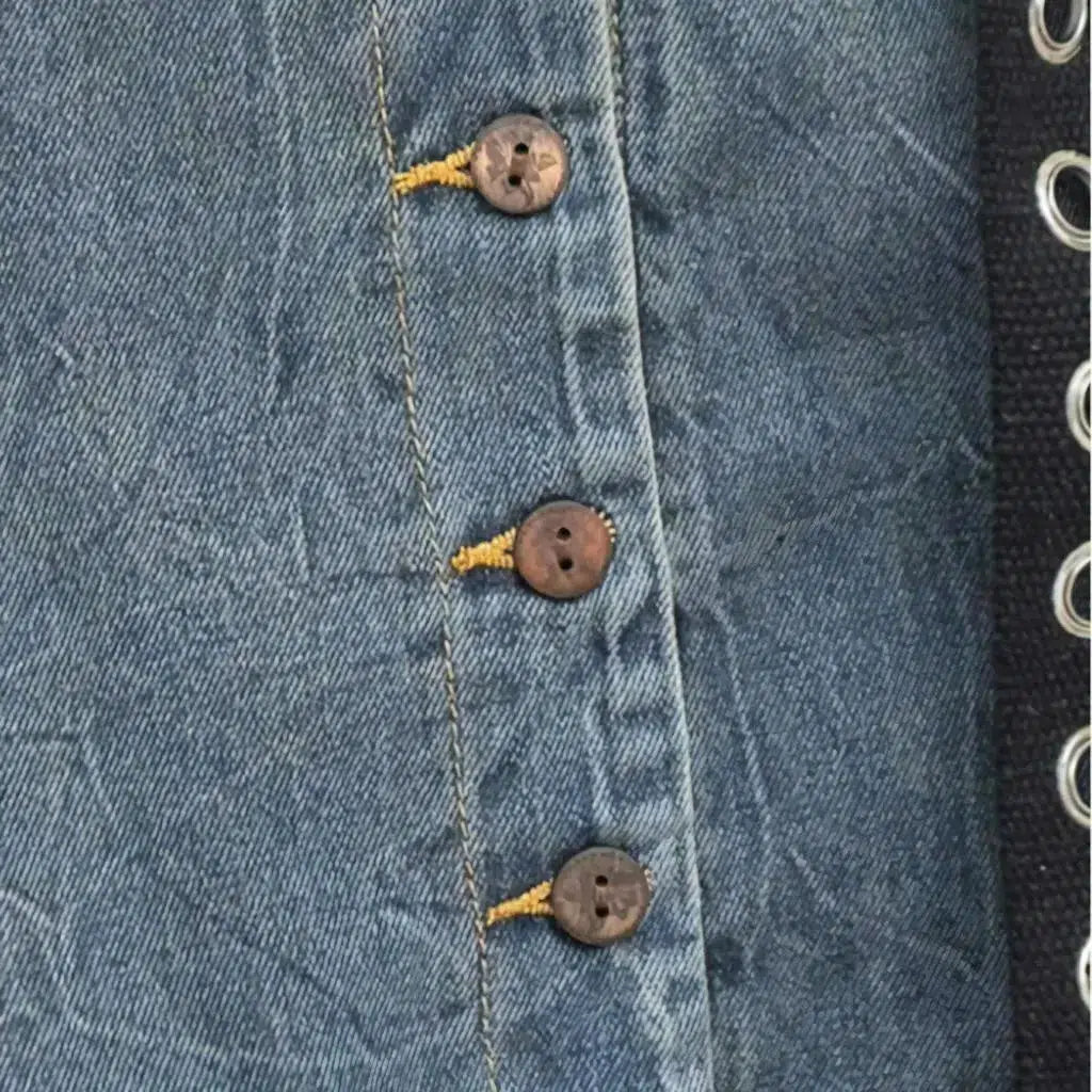 High-waist women's medium-wash jeans
