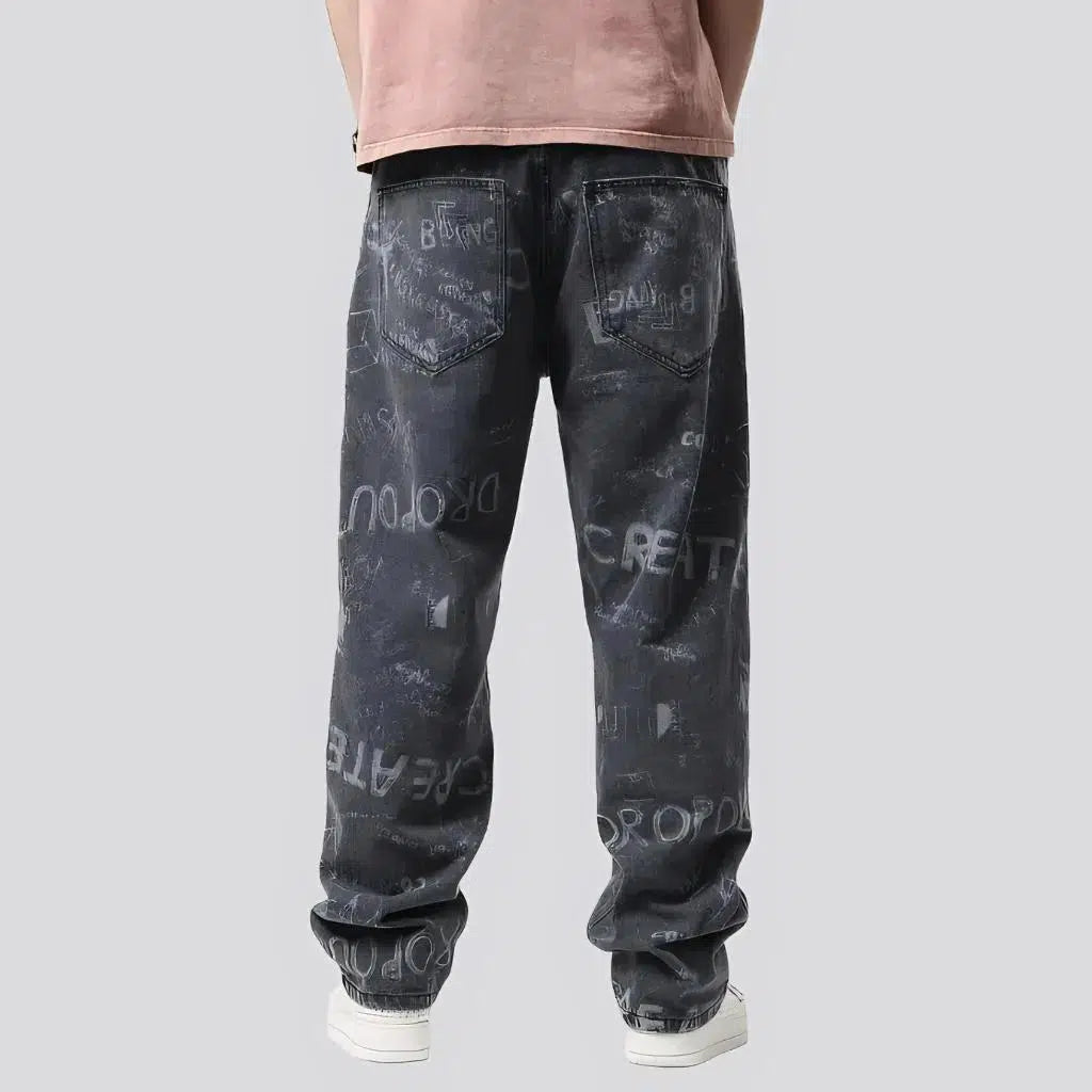 Painted men's baggy jeans