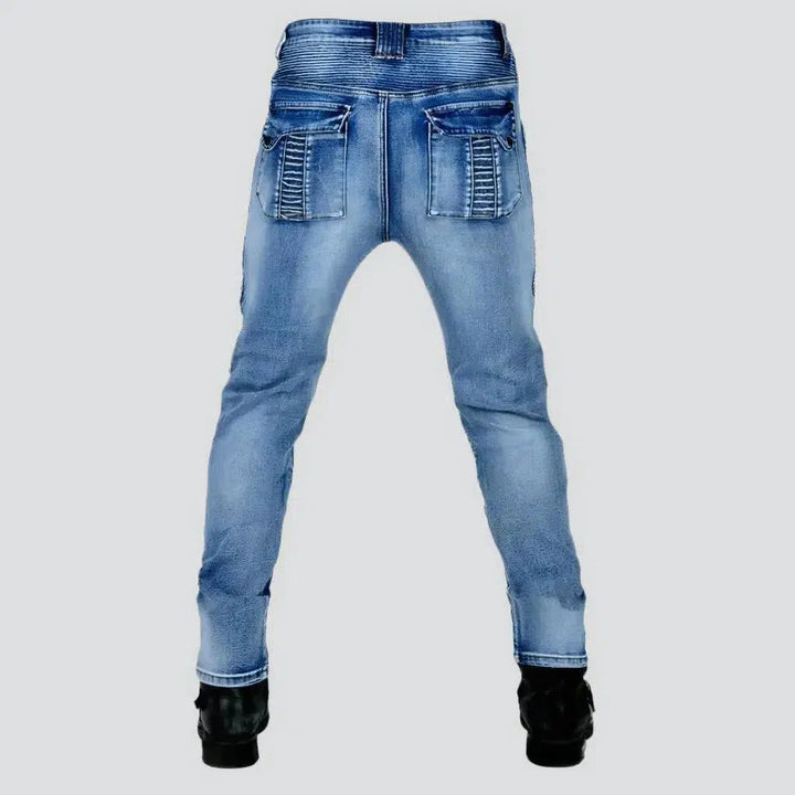 Vintage slim whiskered moto jeans