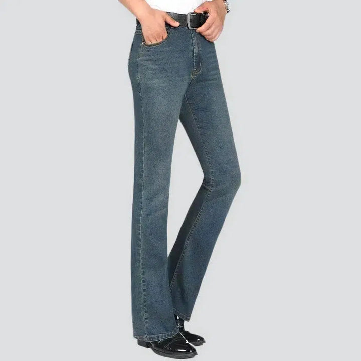 Whiskered men's bootcut jeans