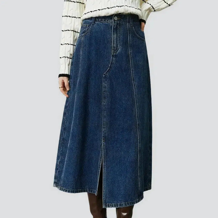 Asymmetric high-waist denim skirt
 for women
