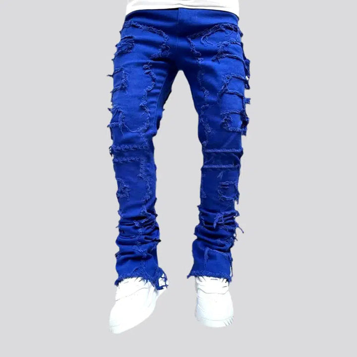 Floor-length street jeans
 for men